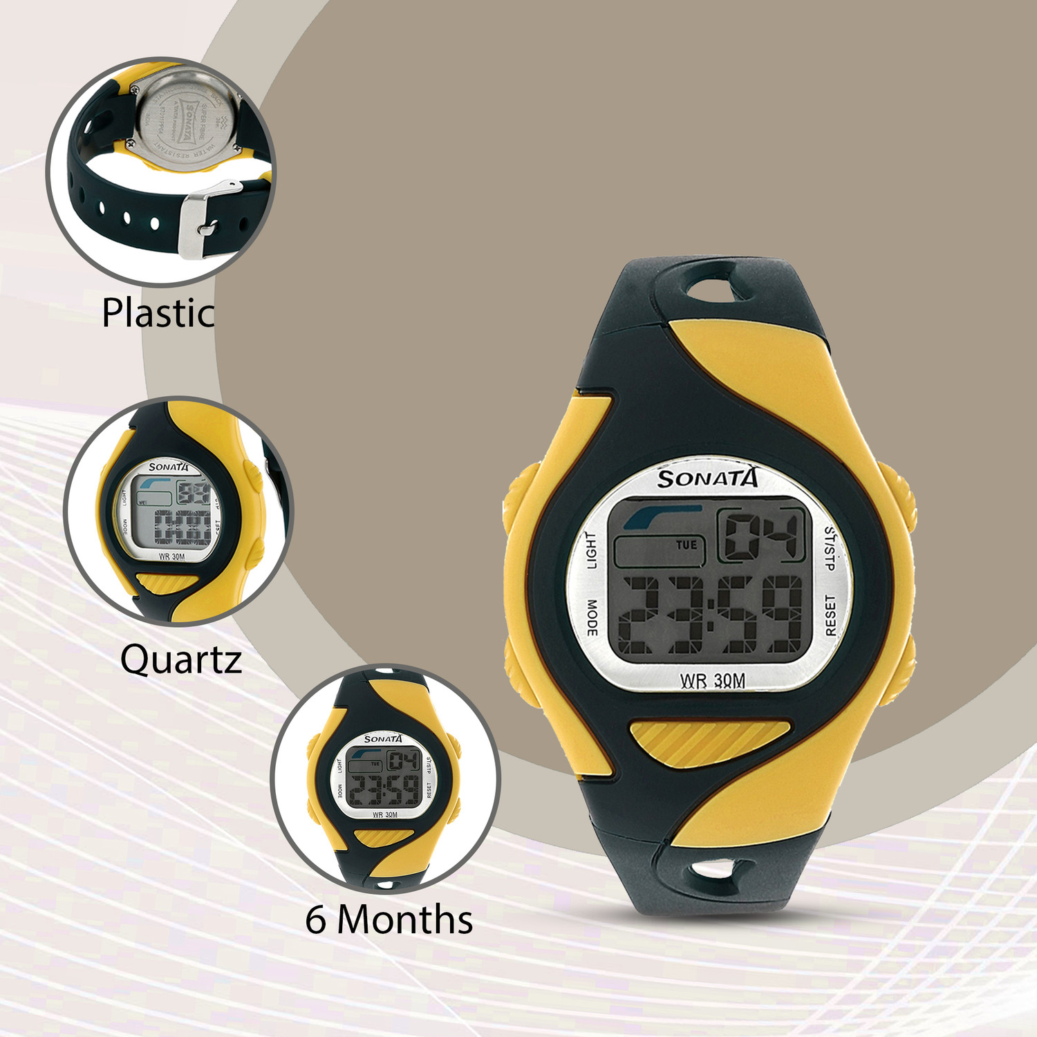 Image of SONATA SF Digital Black Plastic Strap Unisex Digital Watch - For Men & Women