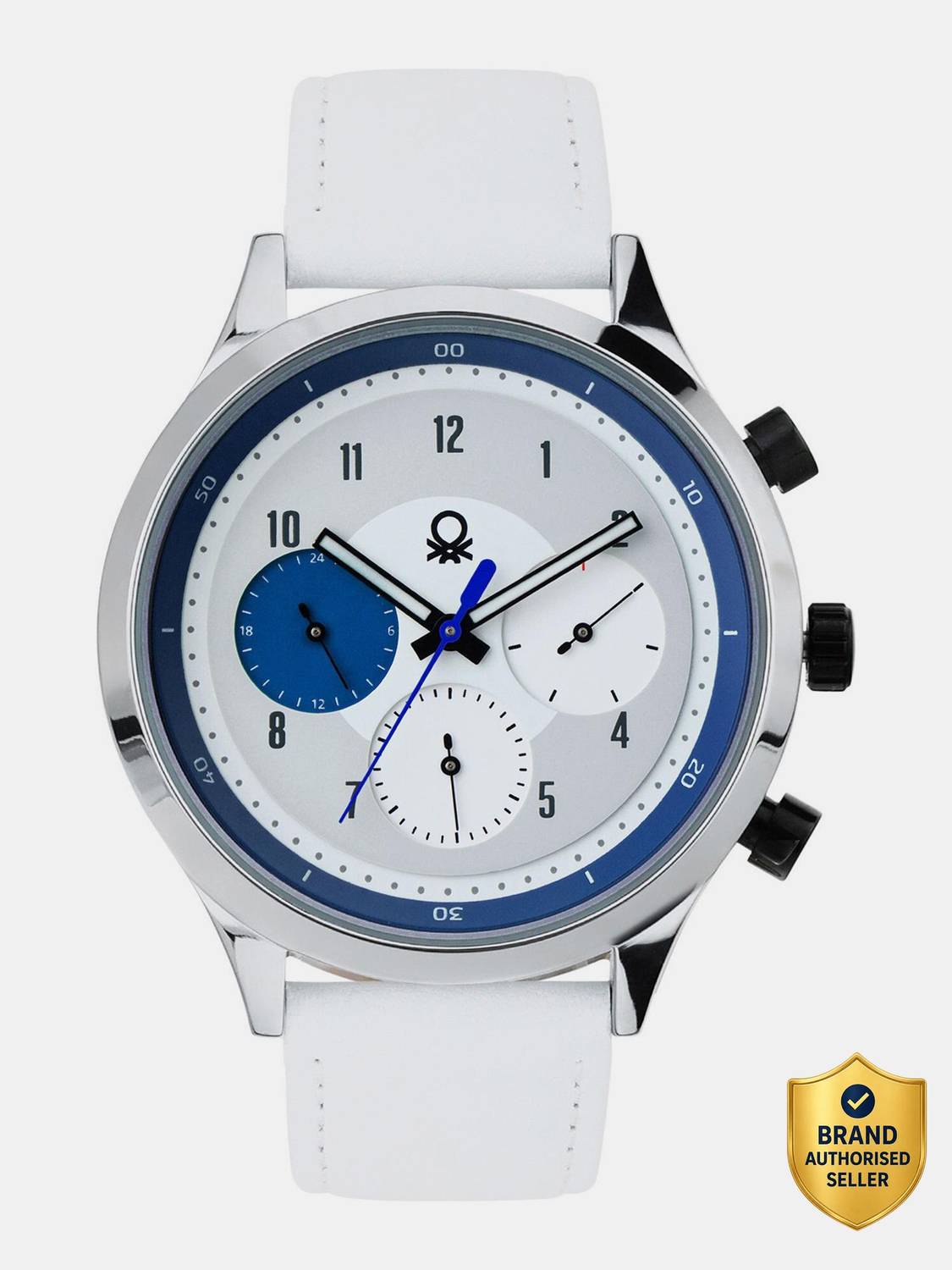United Colors of Benetton Men's White and Blue Dial Watch - Image 1