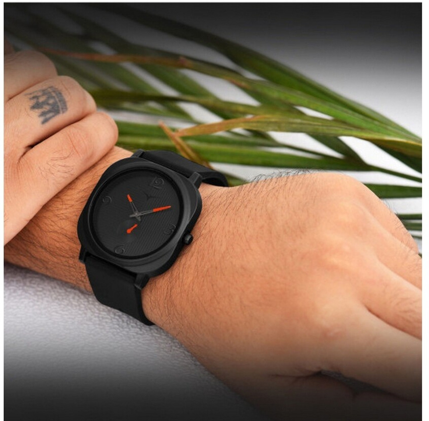 Image of NESTER Men & Boys Premium Black Trendy & Modern Minimal Look |Lightweight Watch Orange Black Dial Watch with Orange Hands Analog Watch - For Men