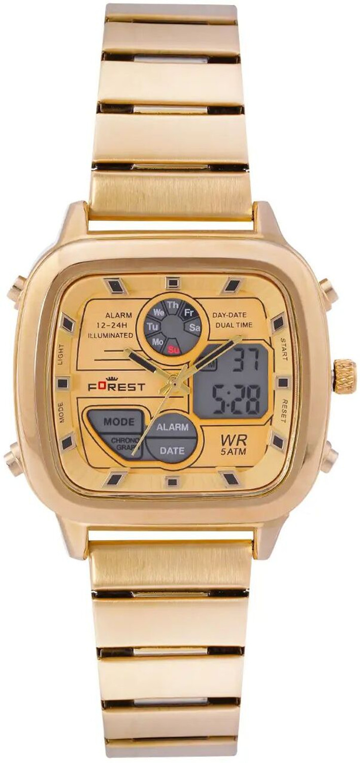 Image of FOREST Gold Watch Mens - Analog Digital Watch Stainless Steel Edition Watch For Men Analog-Digital Watch - For Men