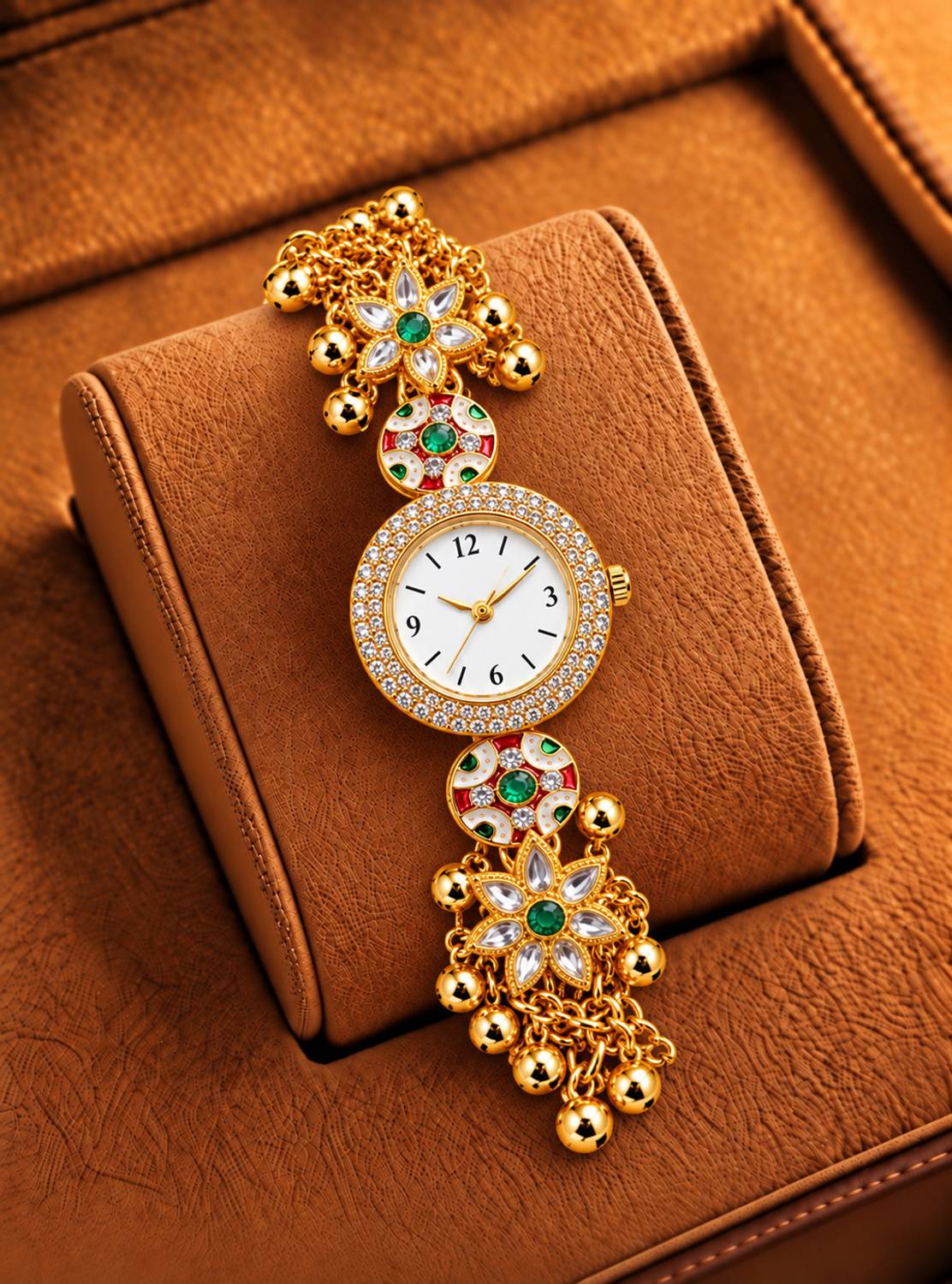 Niyati Nx Royal Rajwadi Gold Plated Ghungroo Bracelet Meenakari Designer Ethnic Analog Watch  - For Women price history chart and lowest price