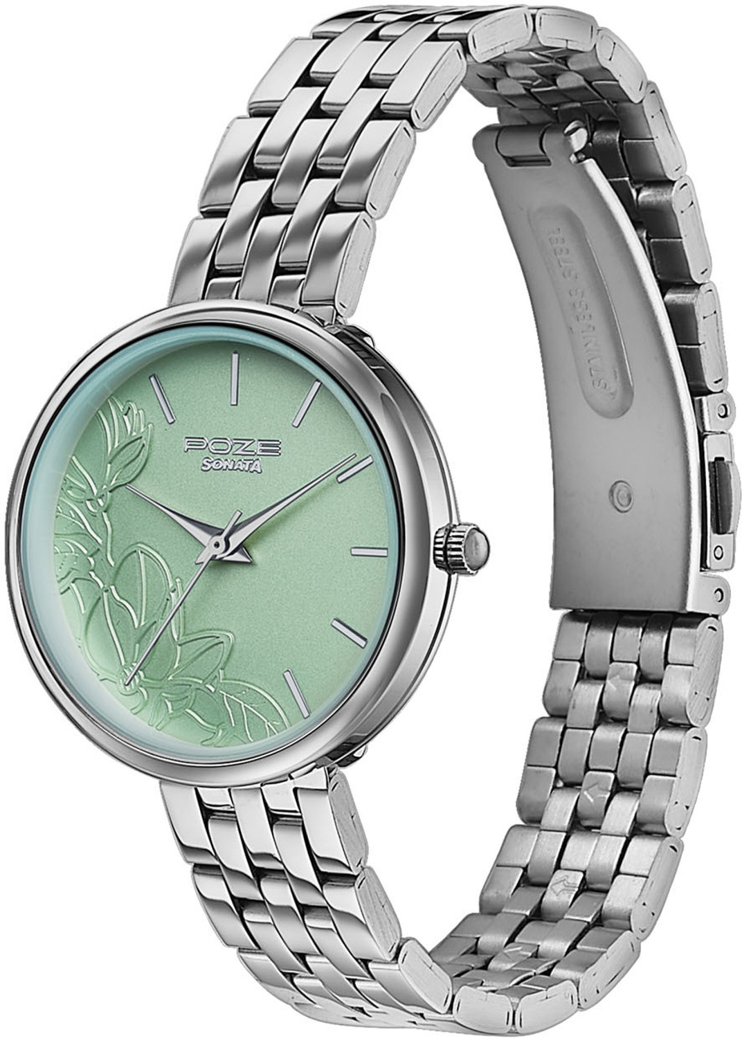 Image of SONATA Poze Drop 9.2 Poze 9 Quartz Lt.Green Dial IPS SS sheet metal Strap Analog Watch - For Women