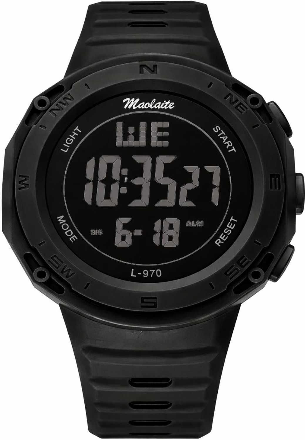 Image of luxurit Stylish Rugged Style Waterproof Black LED Display Durable Black Strap Digital Watch - For Men