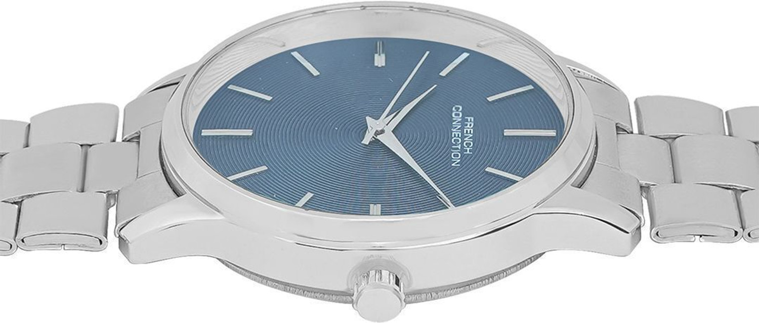 Image of French Connection Blue Sunray Dial | Men's Silver Analog Watch Analog Watch - For Men