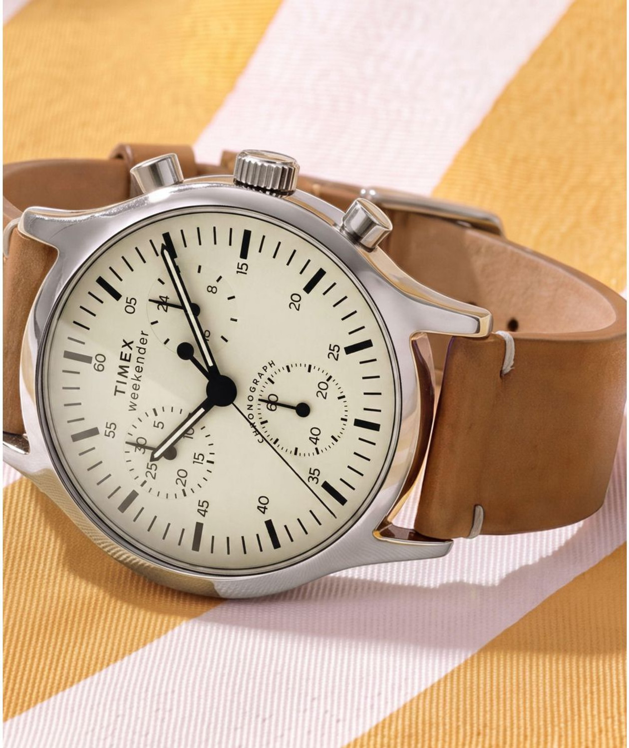 Image of TIMEX Chronograph, Cream Round Dial Analog Watch - For Men