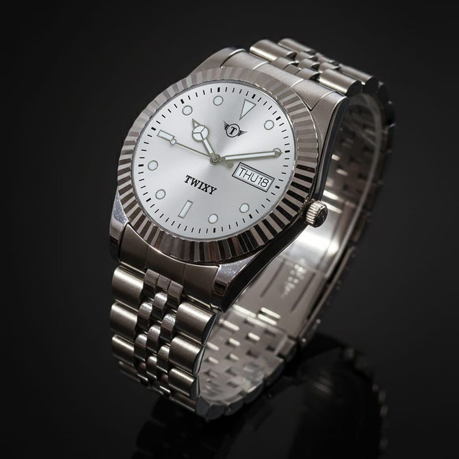 Image of TWIXY TYW-08 Silver TWIXY Trending Silver Dial Analog Watch - For Men