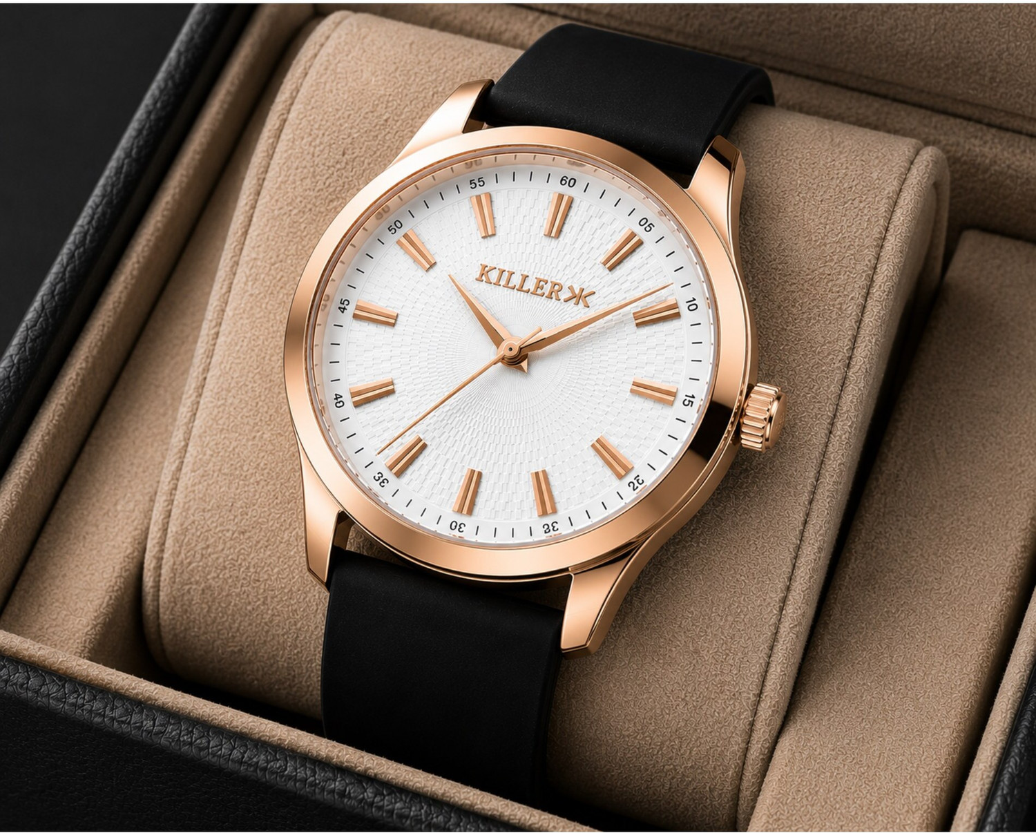 Image of KILLER Elegant Brown Dial & Rose Gold Finish - Sophisticated Everyday Luxury Analog Watch - For Men