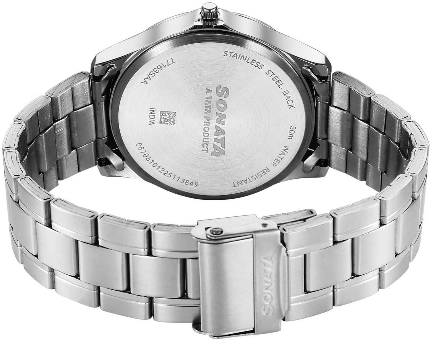 Image of SONATA Sonata Ease Quartz Green Dial Silver Metal Strap Analog Watch - For Men