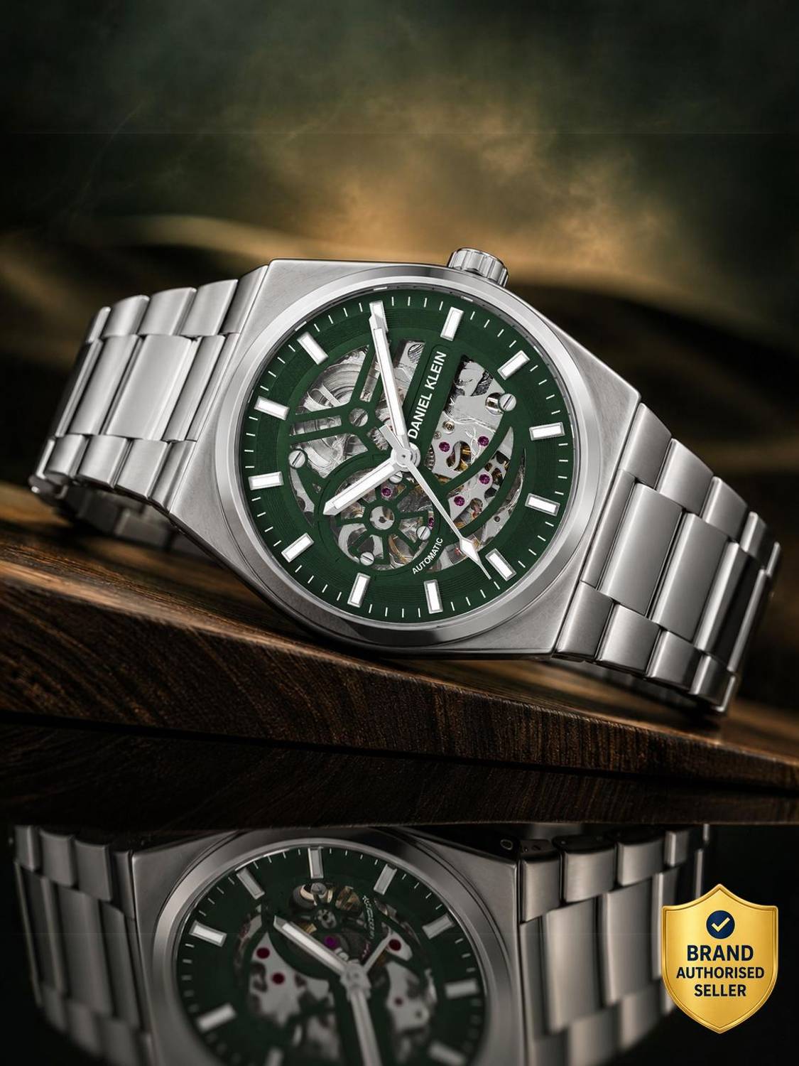 DANIEL KLEIN Analog Watch  - For Men Skeleton Automatic with Green Dial & Silver Stainless Steel Strap DK.20.10016-1 deal from flipkart