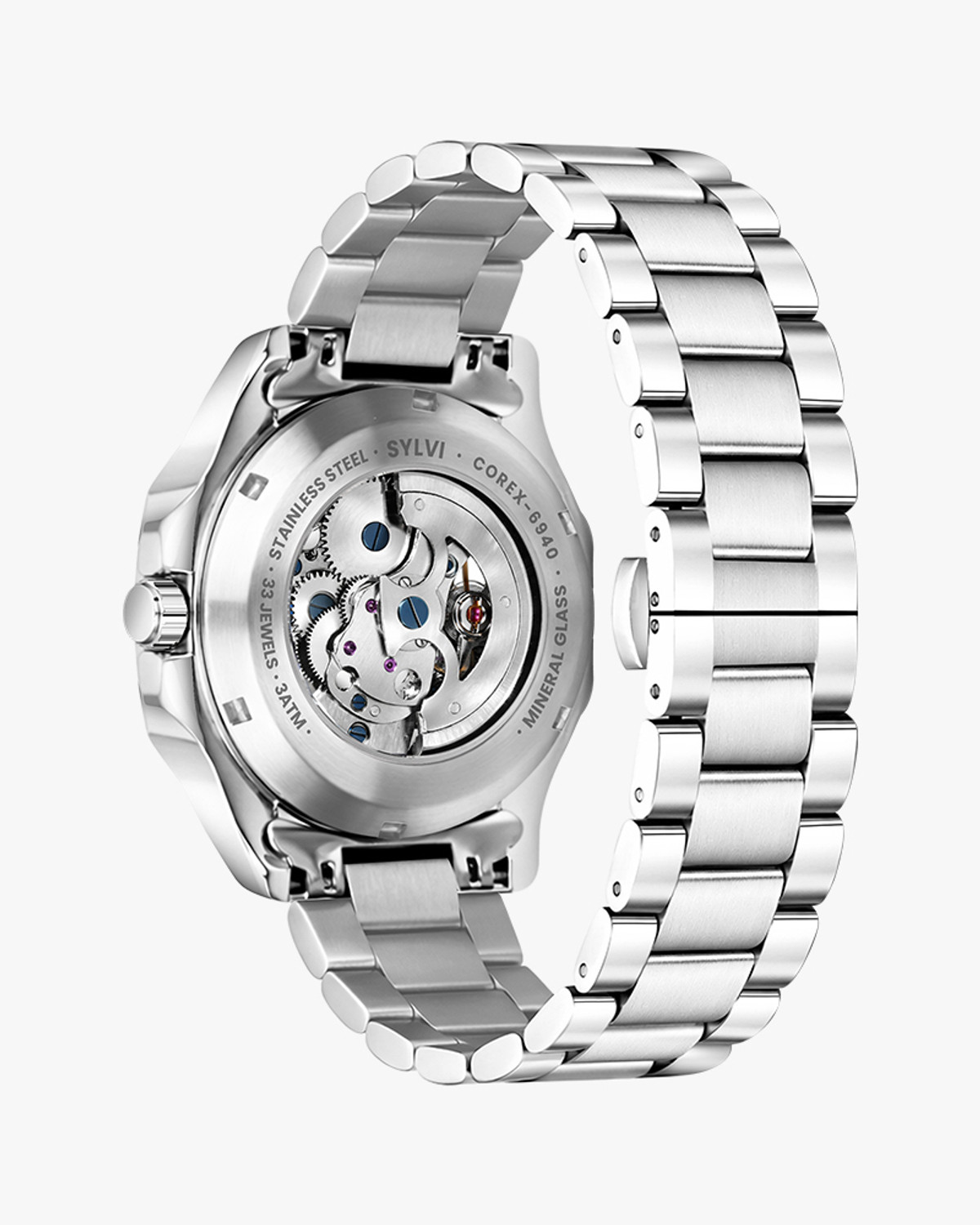 Image of Sylvi Automatic Silver Stainless Steel Strap Watch for Men Analog Watch - For Men