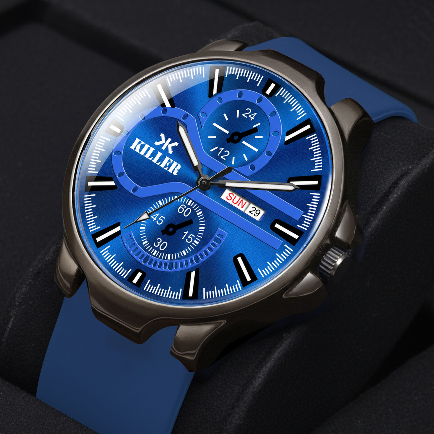 Image of KILLER Gun Metal Series | Smart Watch Strap | 3D Glass |Smart Clip | Working Day & Date Analog Watch - For Men