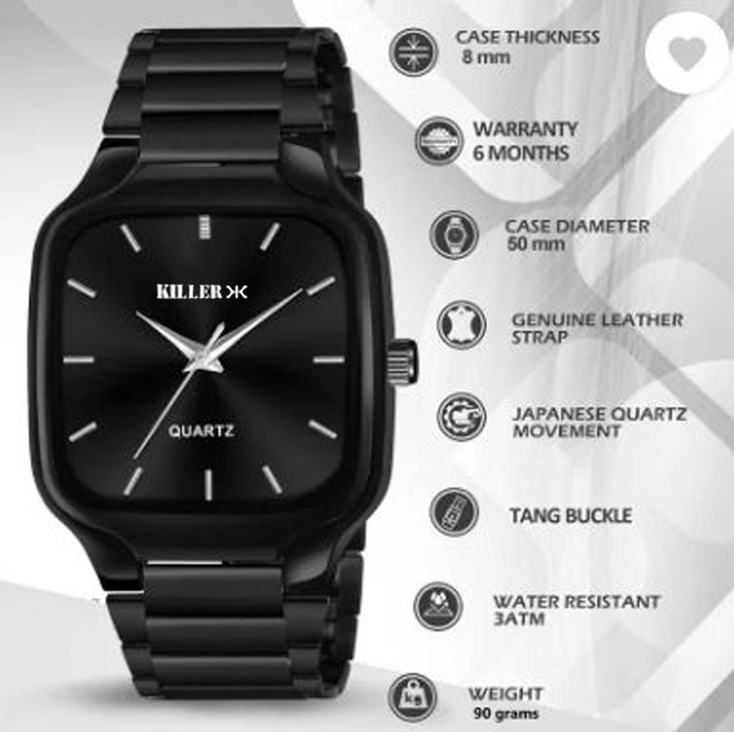 KILLER Killer Original Black Plated Black StainlessSteel Chain Men
