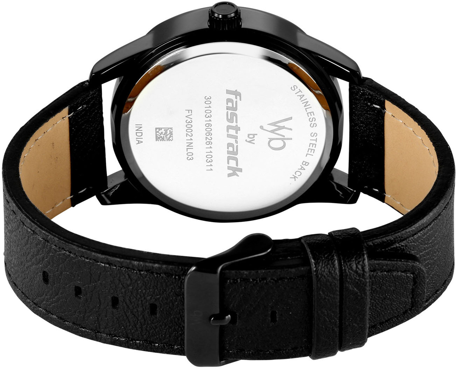 Image of Fastrack Vyb Drift 3 Hands Purple Dial Black Leather Strap Analog Watch - For Men FV30021NL02W