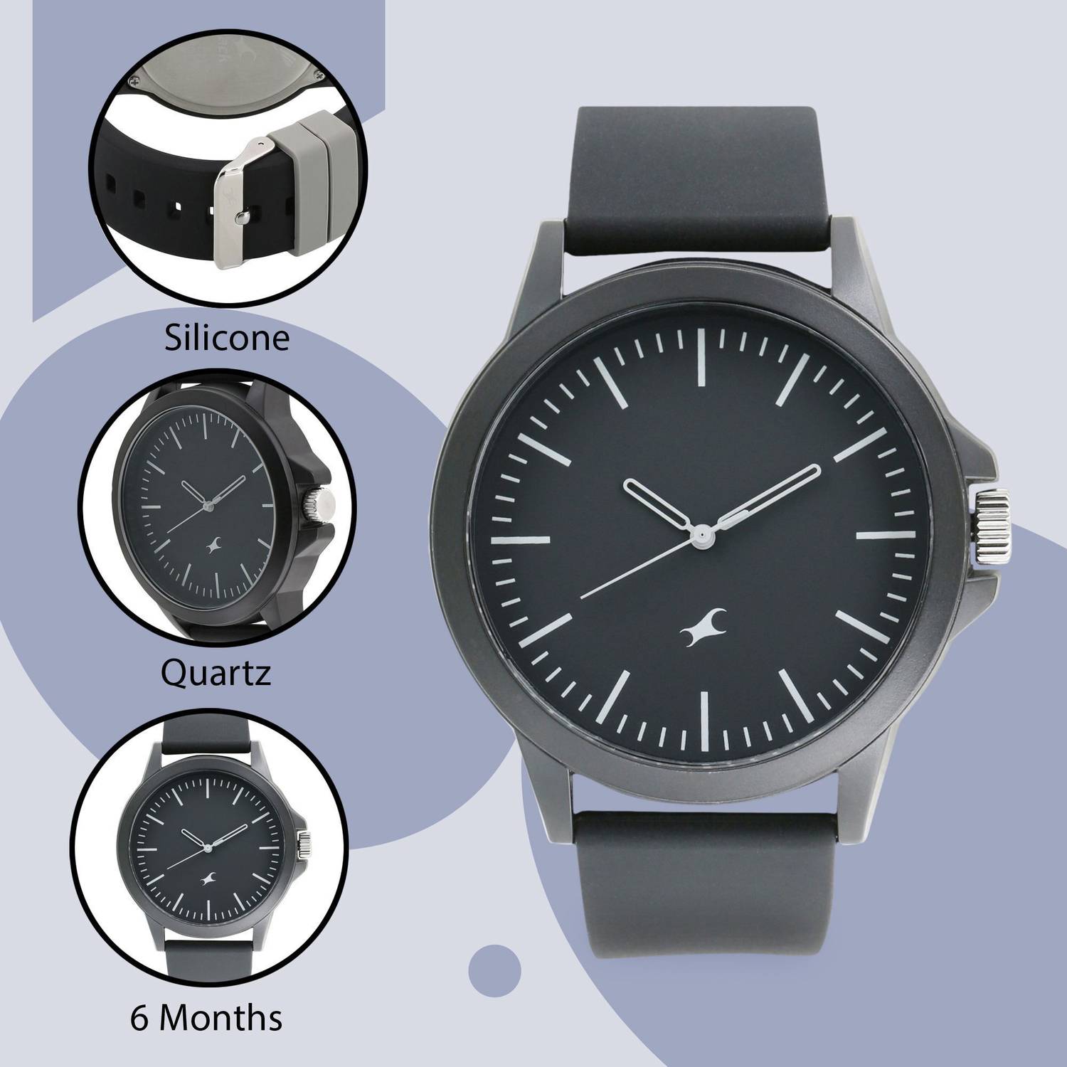 Fastrack 38024PP25 Black Dial Black Silicone Strap Watch - Image 5