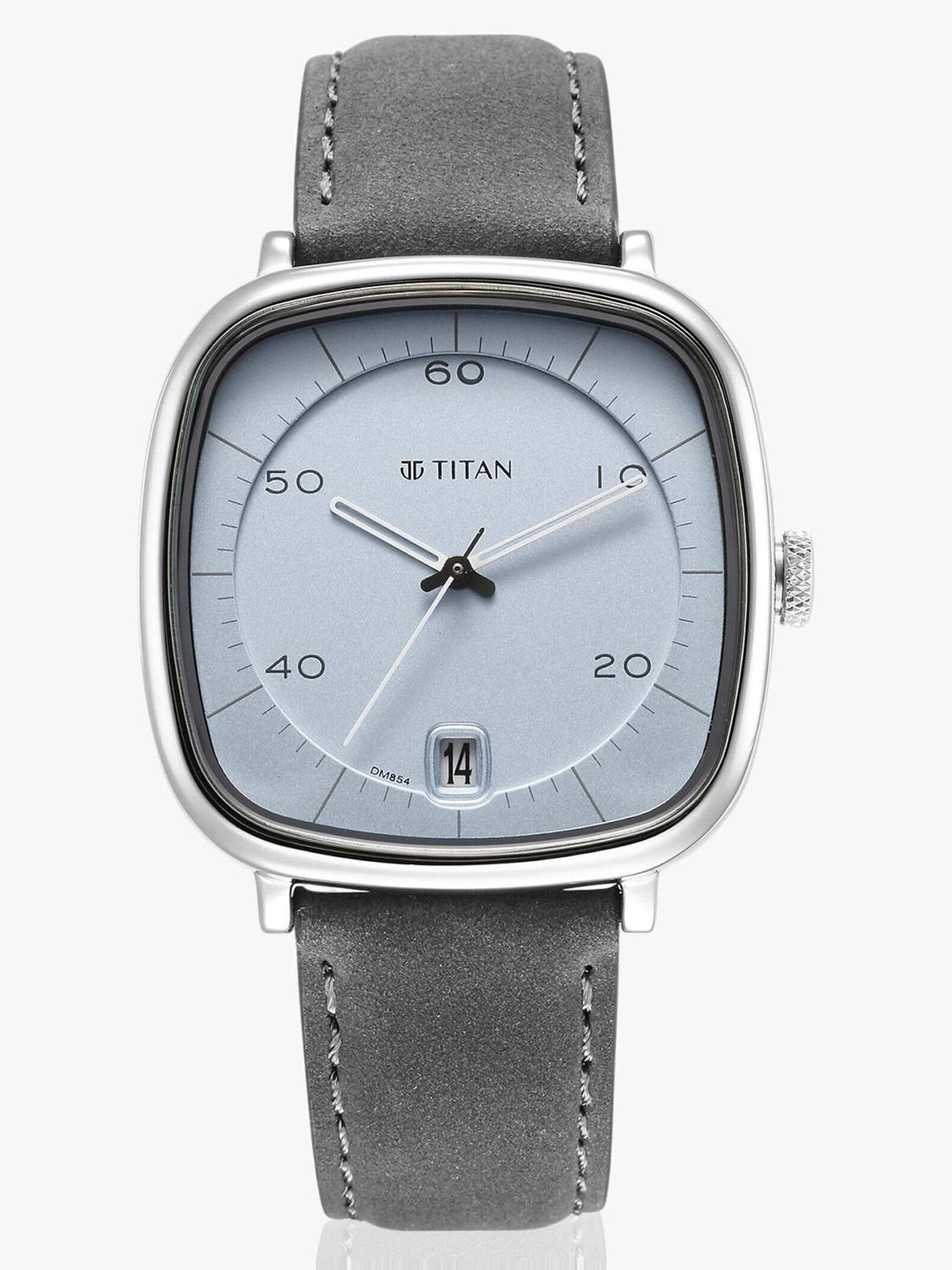 Titan Neo Curve Blue Dial Grey Leather Watch - Image 2
