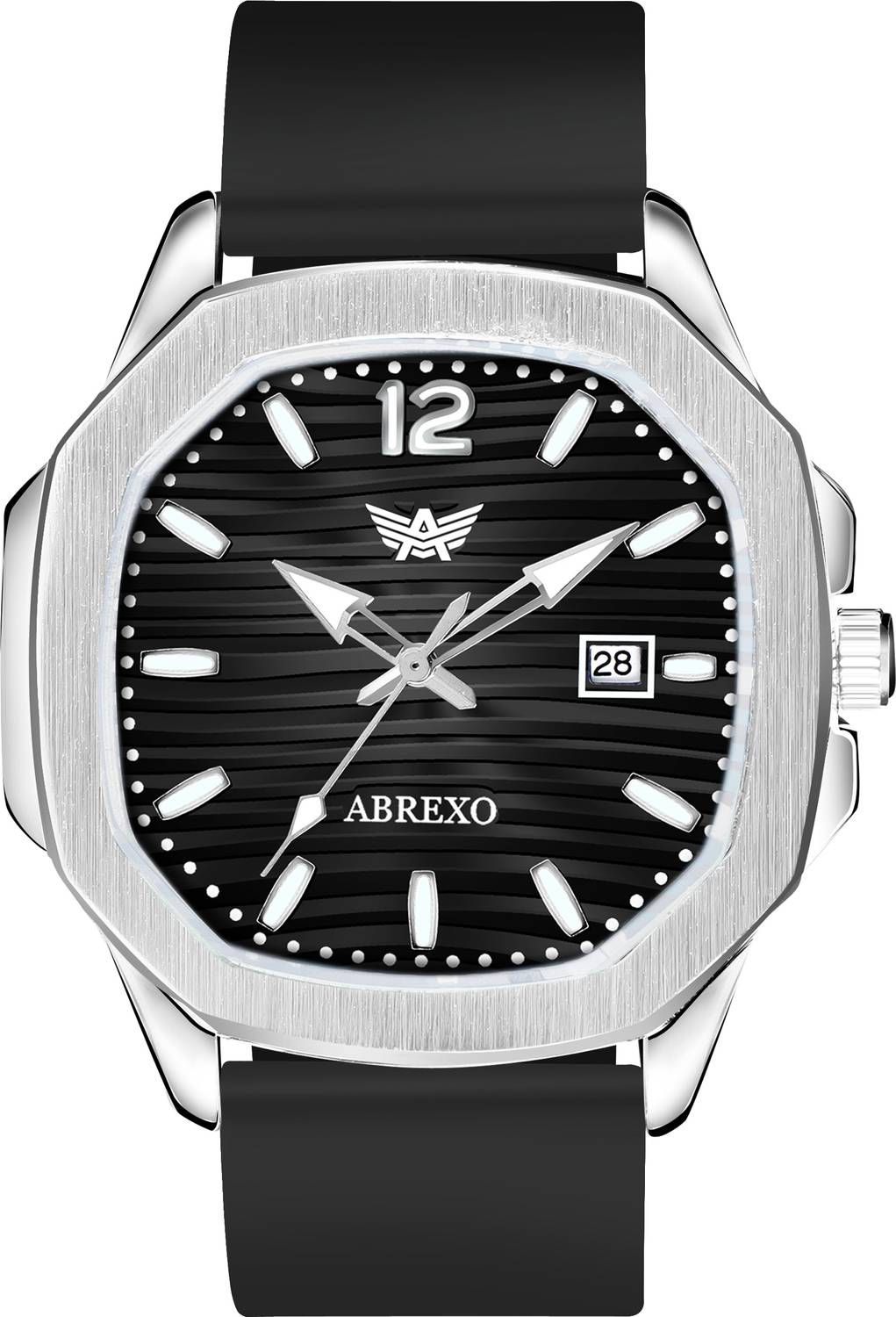 ABREXO Abx6600-SLV BK Vintage-Law Date Working Square Black Dial
