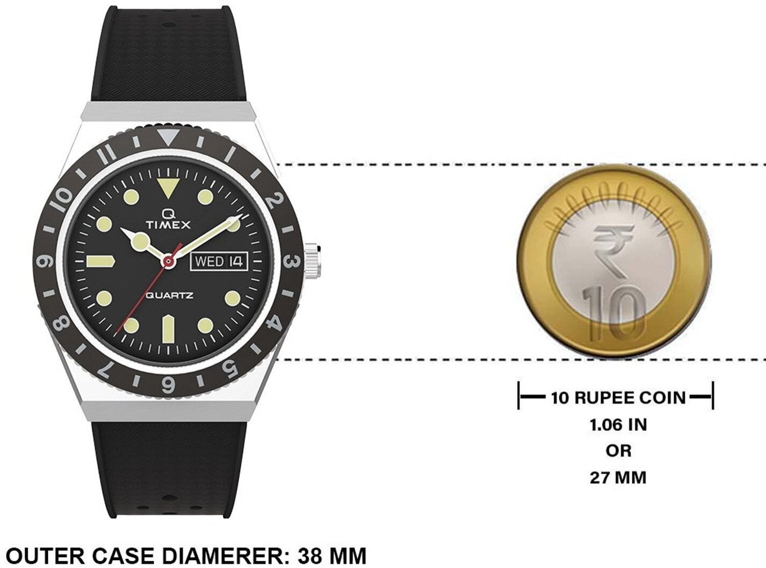 Image of TIMEX TW2V32000U9 Diver Inspired Round 38mm Black Dial Analog Watch - For Men