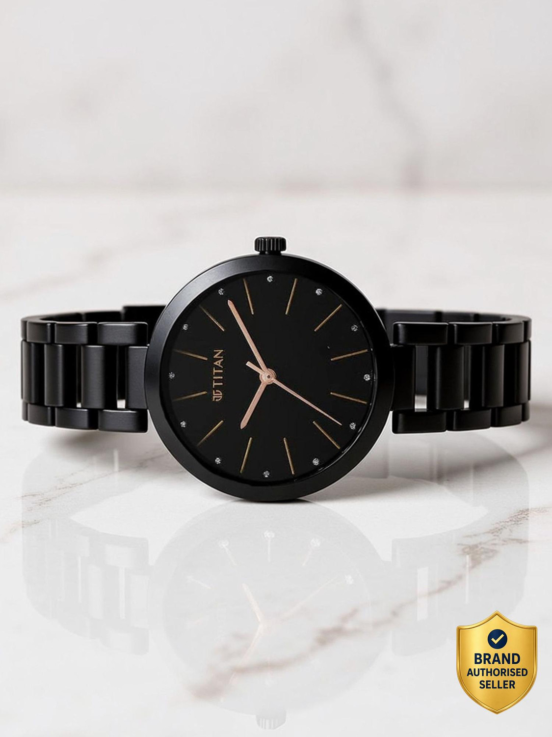 Titan 2480 Upgrades Workwear Black Dial Black Stainless Steel Strap Analog Watch  - For Women