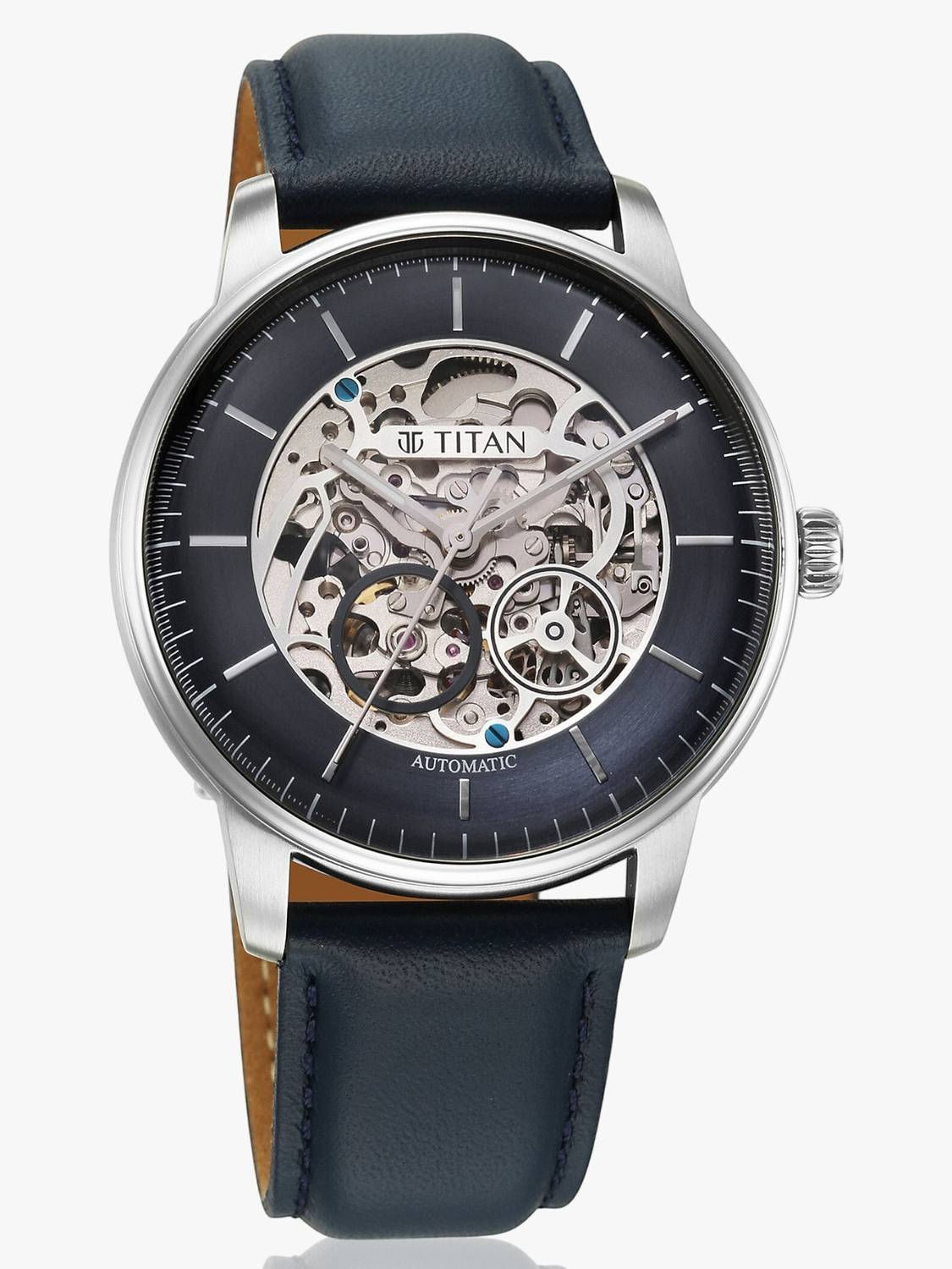 Titan Mechanical Automatic Midnight Blue Dial Blue Leather Strap - Image 3