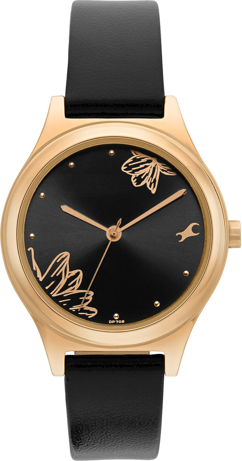 Image of Fastrack Fastrack Quartz Black Dial Black Leather Strap Analog Watch - For Women