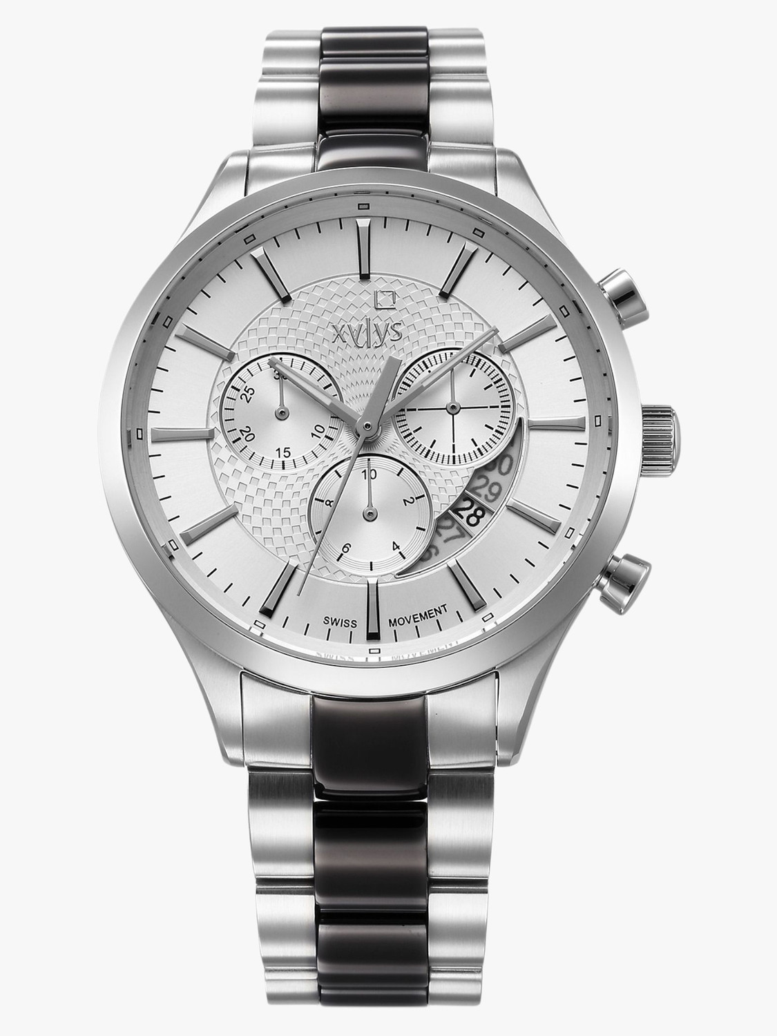 Image of XYLYS Xylys SwiSS Chronograph Silver Dial Silver & Black SS Strap Analog Watch - For Men