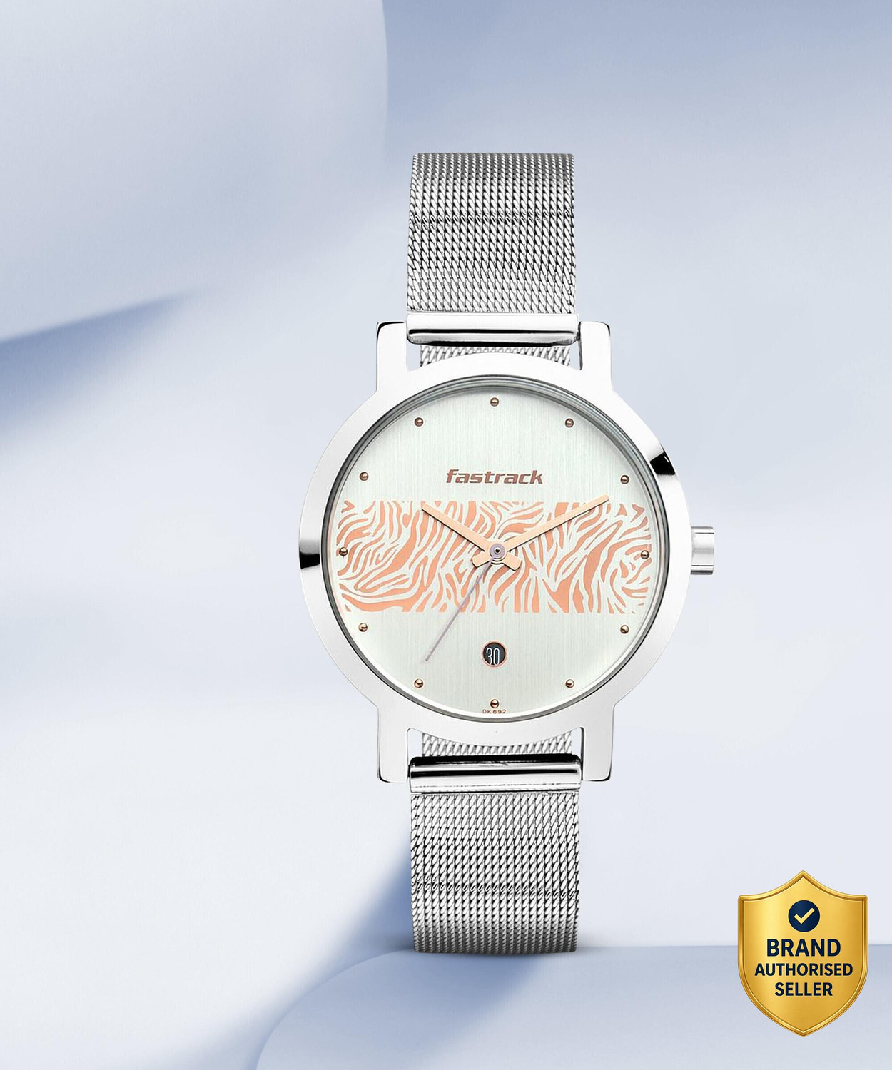 Image of Fastrack Fastrack Silver & Rose Gold Dial Silver Stainless Steel Strap Analog Watch - For Girls