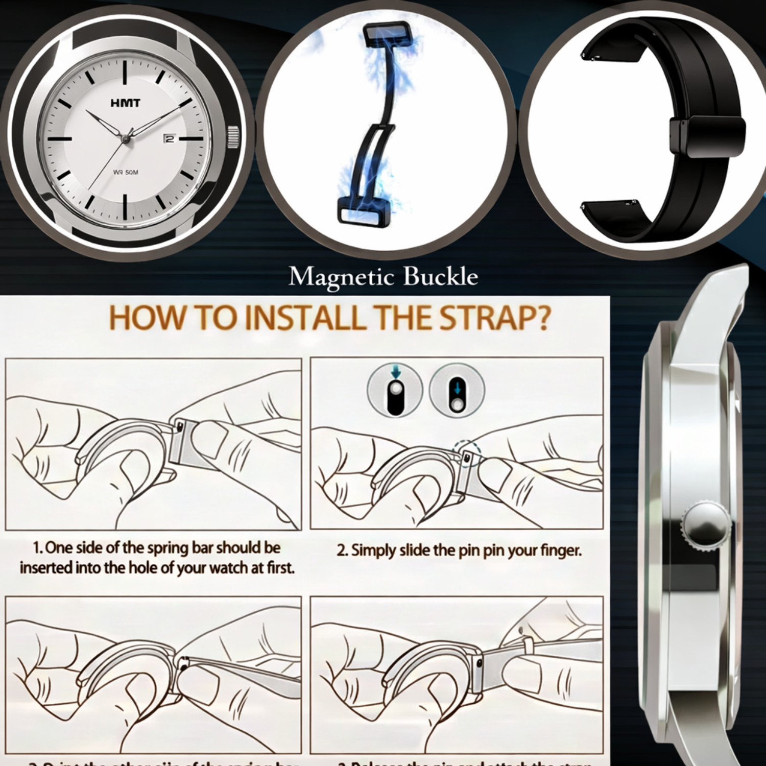 Image of ecombaba o22aa Men FAshion Trendy Magnetic Strap White Dial Analog Watch - For Men
