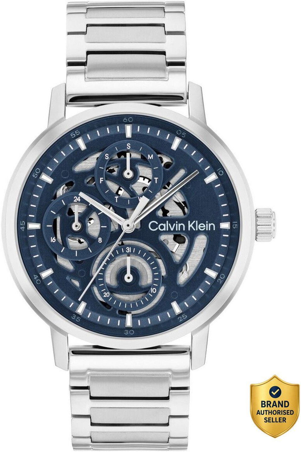Image of Calvin Klein GAUGE Calvin Klein Gauge Qtz Multifunction Blue Round Dial Men's Watch - 25200562 Analog Watch - For Men