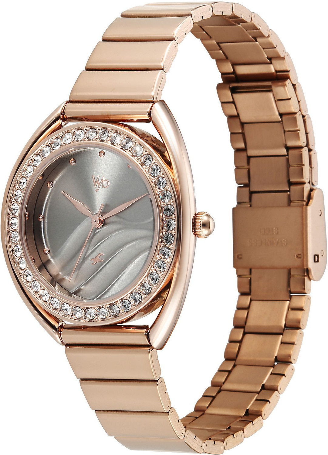 Image of Fastrack Vyb Eclipse Minimalist Quartz Dial Rose Gold Alloy Strap Analog Watch - For Women