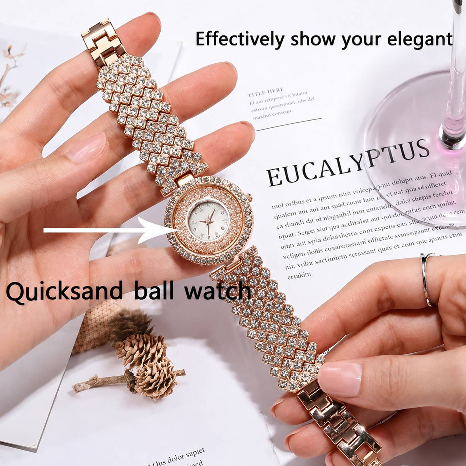 luxify Rose Sparkle Princess Crystal Watch - Image 2
