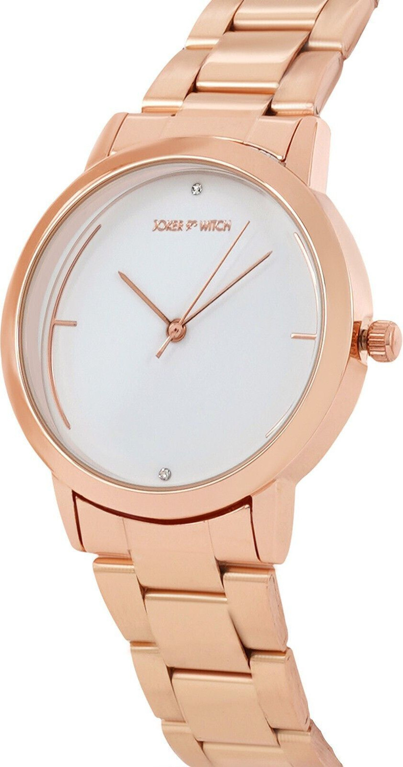 Image of Joker & Witch Joker & Witch Luna 36mm White Dial Rose Gold Stainless Steel Watch for Women Analog Watch - For Women