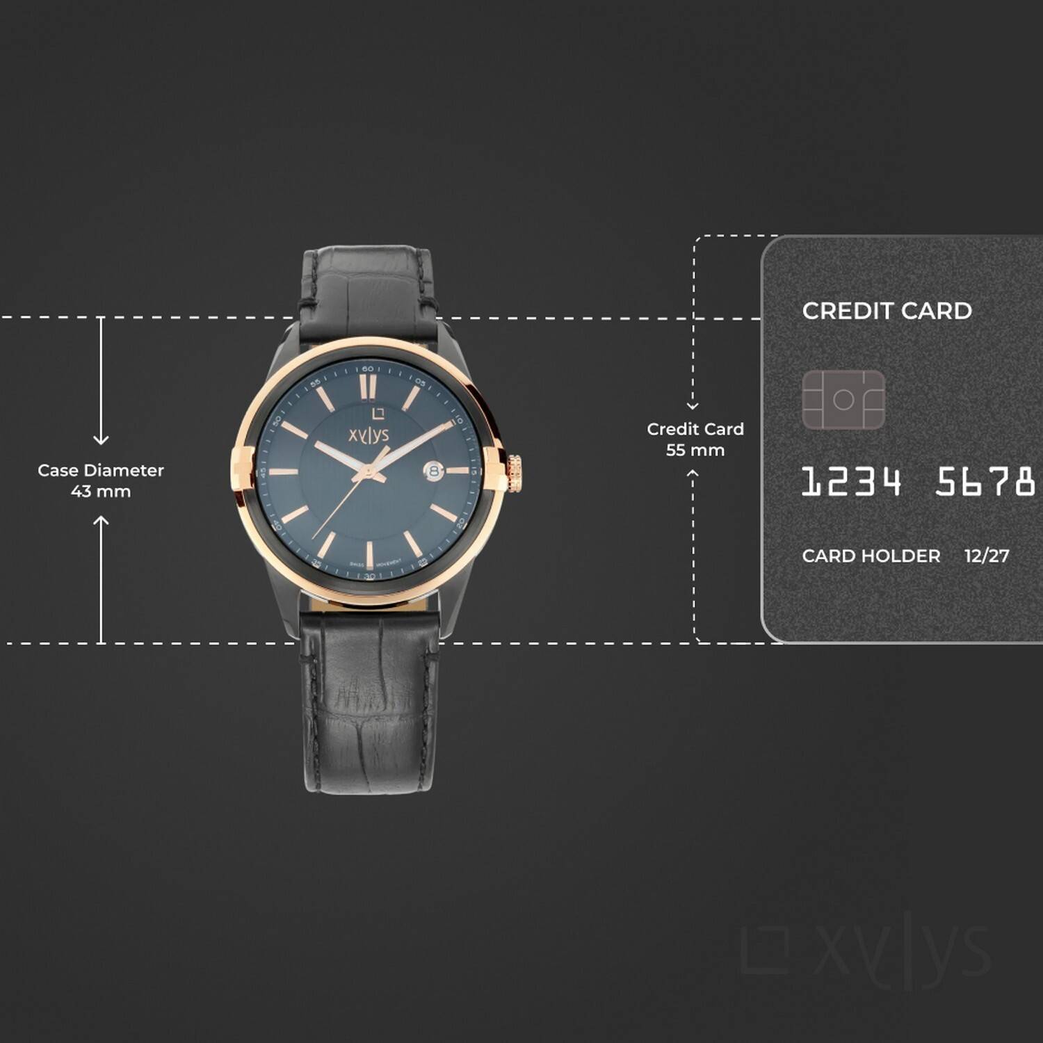XYLYS Xylys SwiStainless Steel With Date Blue Dial Black