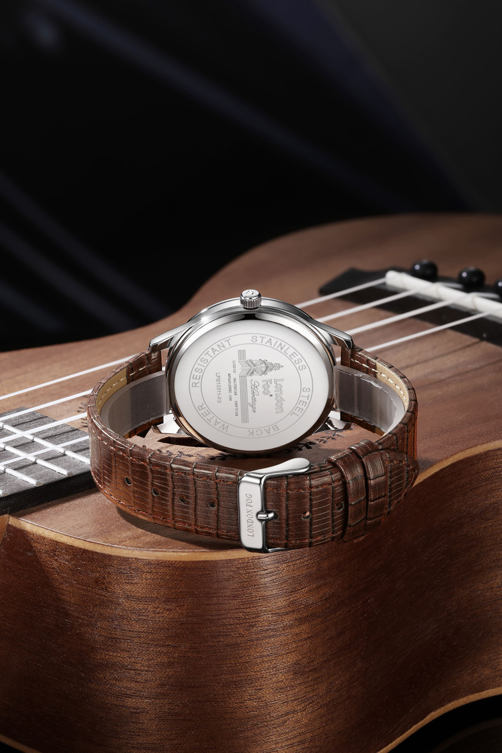 Image of London Fog Vintage Beige Dial, Brown Leather Strap, Luminous Numerals, Curved Mineral Glass Brixton Collection Vintage Beige Dial Luminous Numerals Curved Mineral Glass Analog Watch - For Men