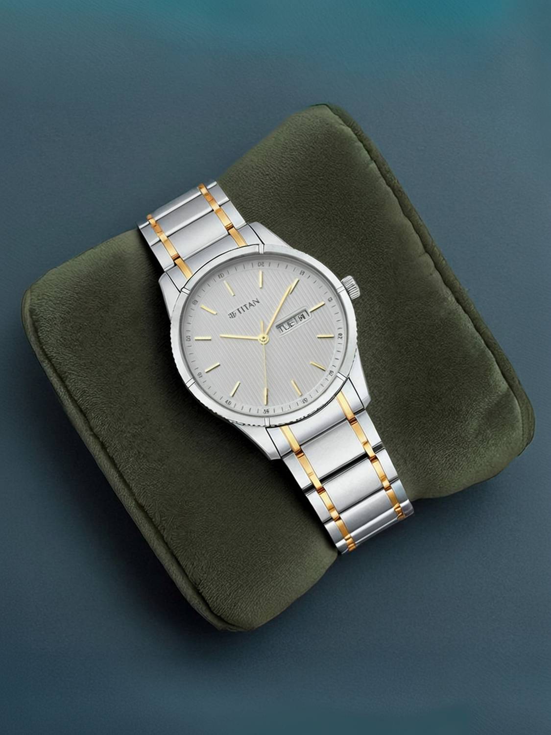 Titan Lagan White Dial Silver & Gold MetalStrap Analog Watch - For Men NT17742565BM01,C4048PP05J,17742565BM01,NU17742565BM01,NU1775BM02 - Image 3