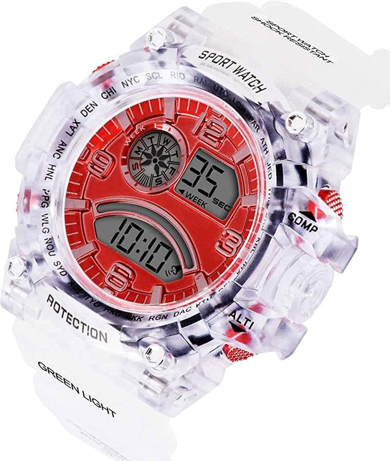 Image of Hench Multi-Functional White Color Dial White Strap Waterproof Digital Sports Watch Digital Watch - For Boys & Girls