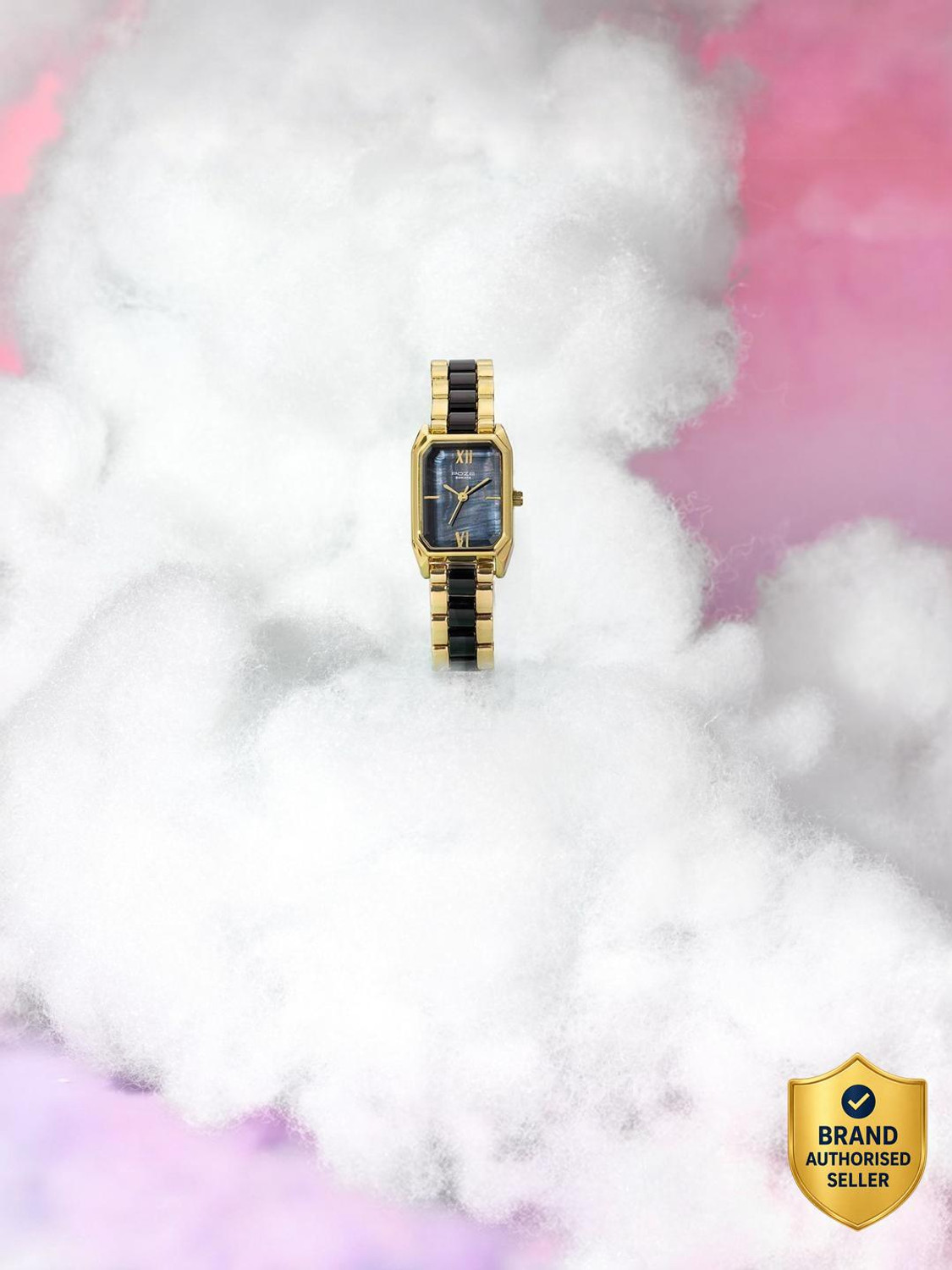 Image of SONATA Poze 7 Sonata Poze 7 Black MOP Dial IPG + Black Metal + Plastic insert Strap Analog Watch - For Women