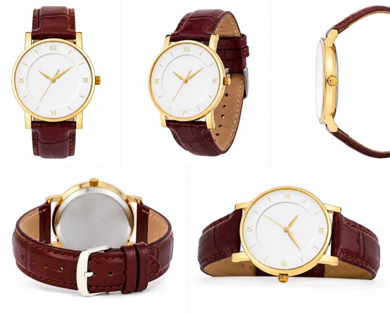 HMT Quartz Gold-White Dial Brown Strap Watch - Image 5