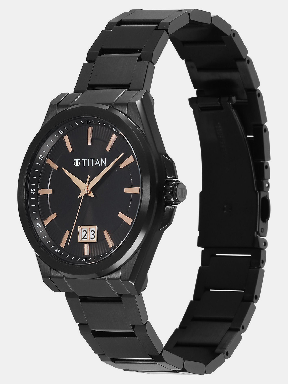 Image of Titan Classique Big Date Titan Classique Big Date Quartz Black Round Dial Men's Watch / Analog Watch - For Men