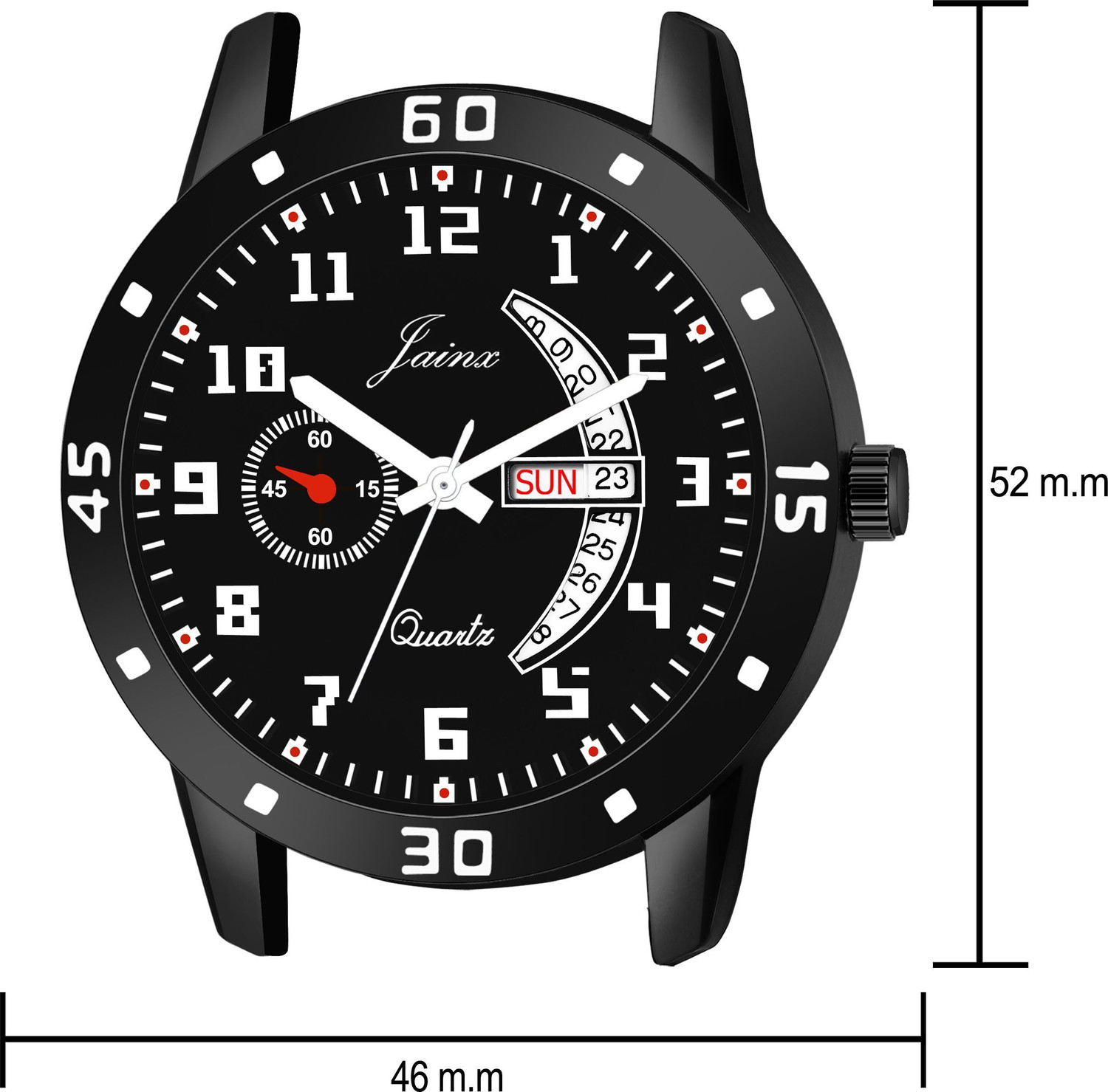 Image of JAINX Black Day and Date Dial Silicone Band Analog Watch - For Men