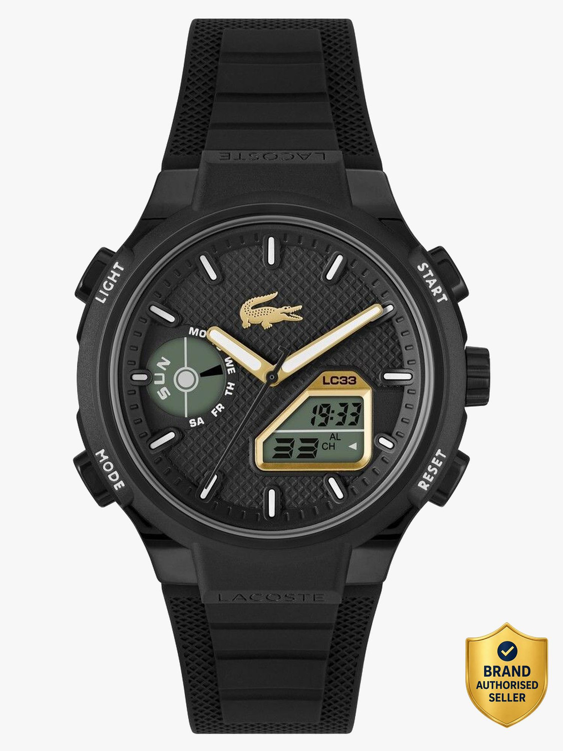 Image of LACOSTE LC33 Lacoste Lc33 Qtz Basic Black Round Dial Men's Watch - 2011435 Analog Watch - For Men