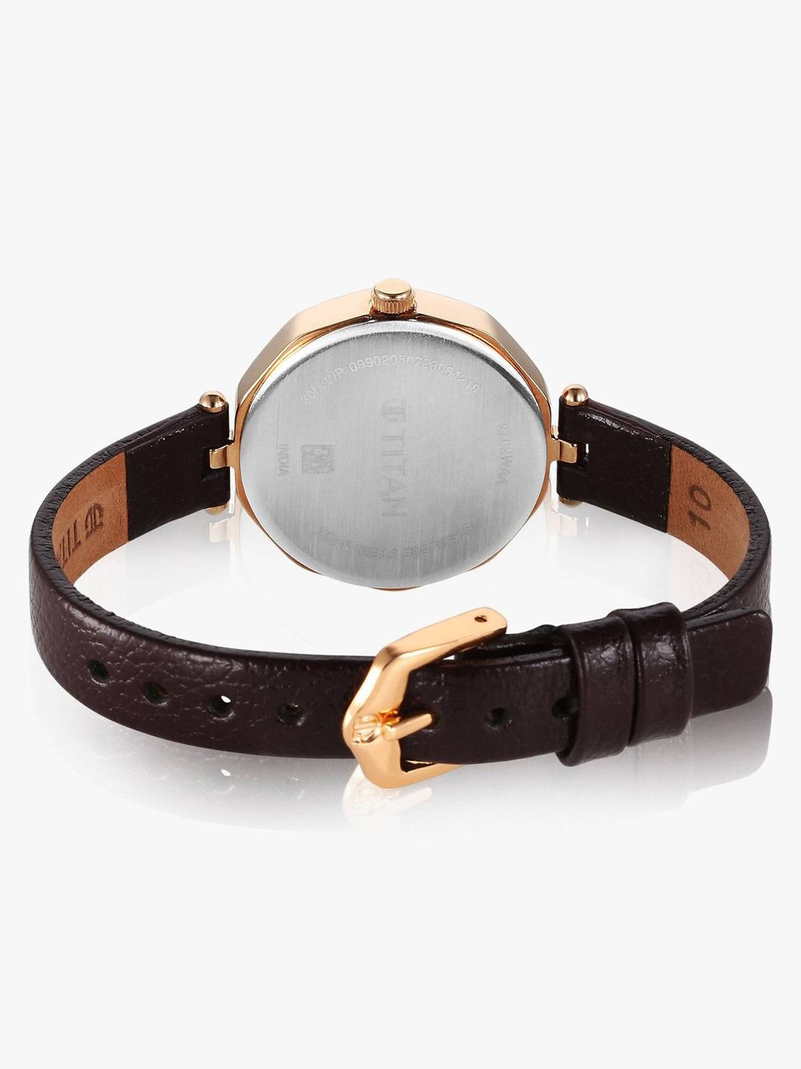 Titan Ladies Karishma Maroon Dial Brown Leather Watch - Image 5