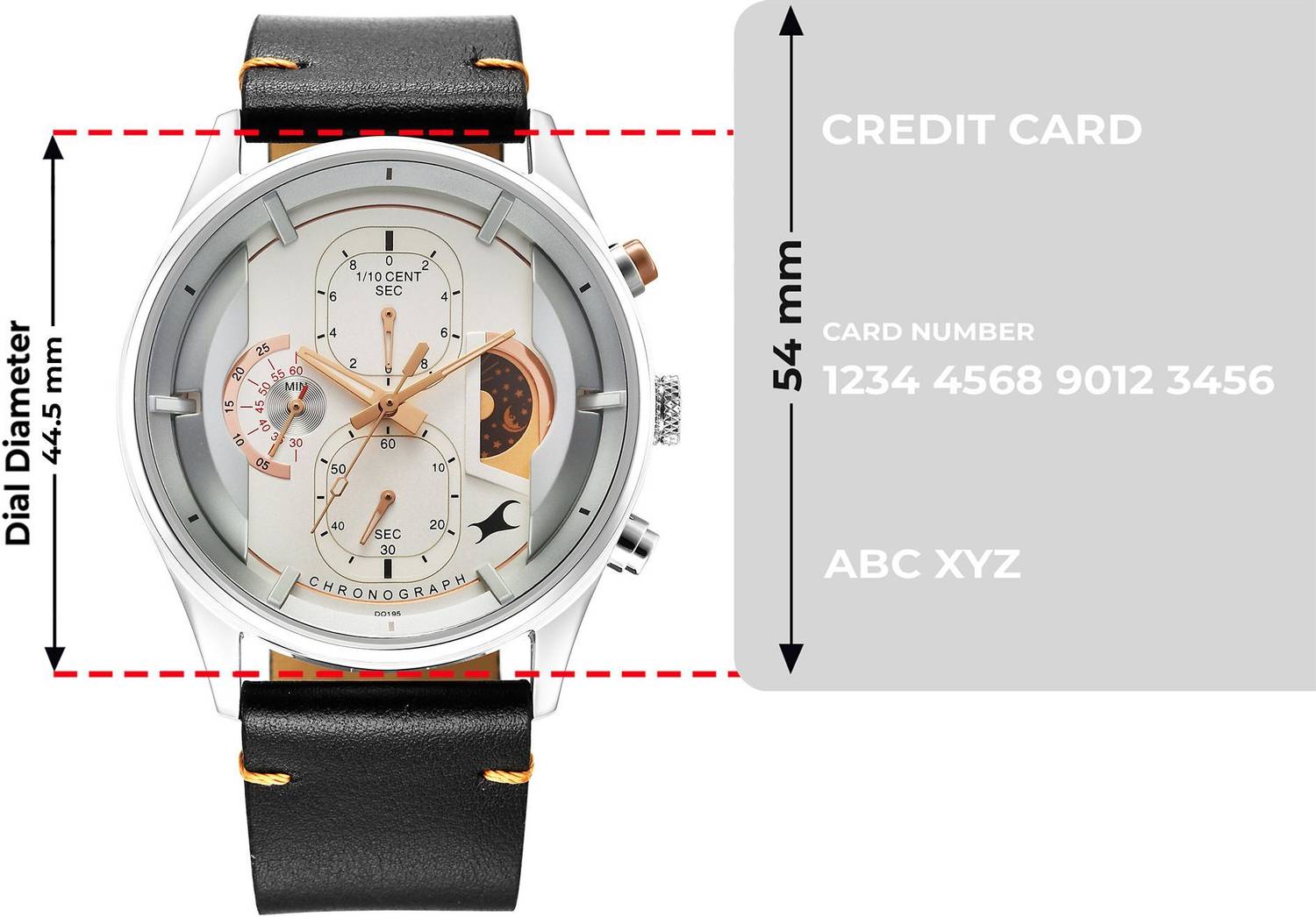 Fastrack Opulence Chronograph Silver Dial Black LeatherStrap Watch - - Image 4