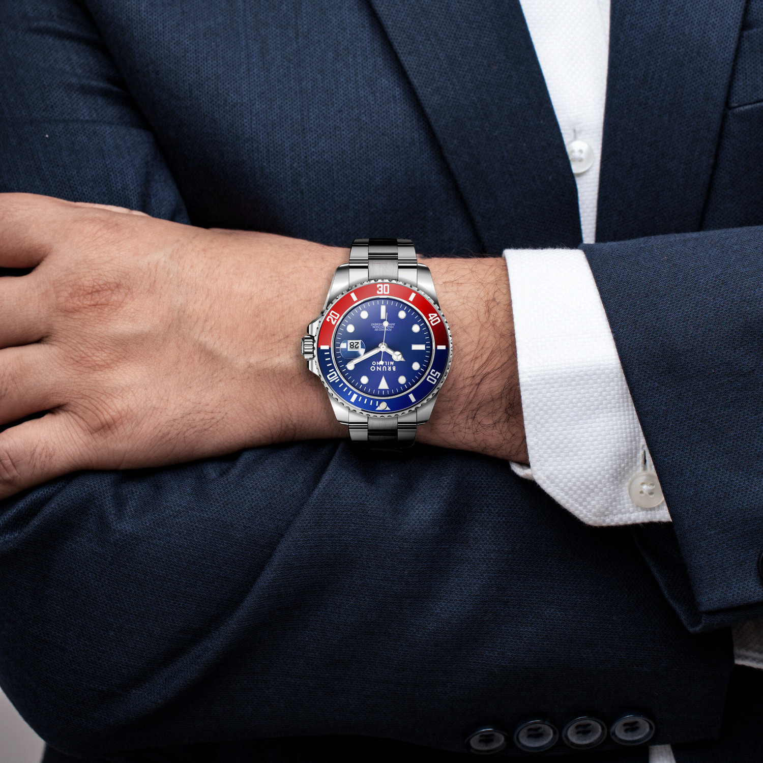 Image of Bruno Milano Luxury Red Blue Stainless Steel Analog watch for Men Analog Watch - For Men