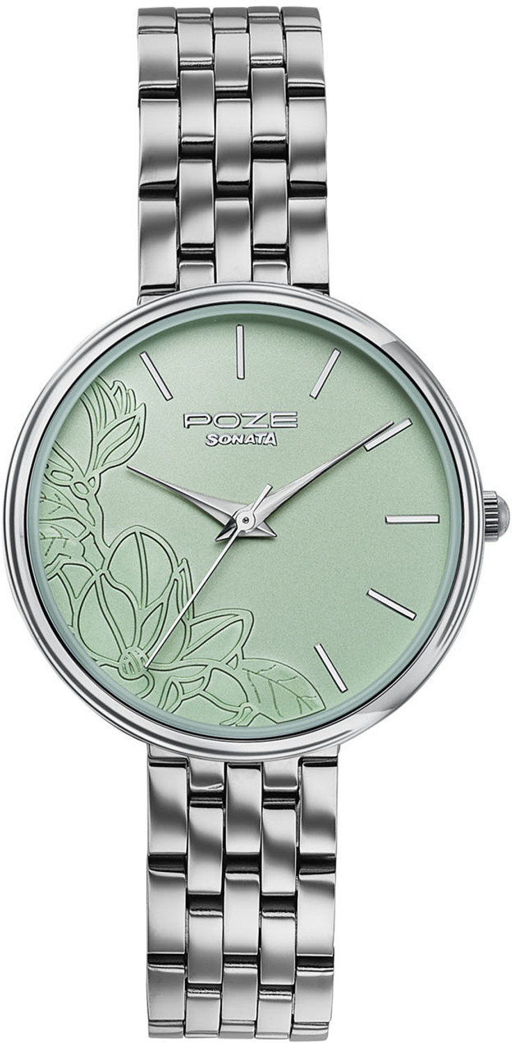 Image of SONATA Poze Drop 9.2 Poze 9 Quartz Lt.Green Dial IPS SS sheet metal Strap Analog Watch - For Women