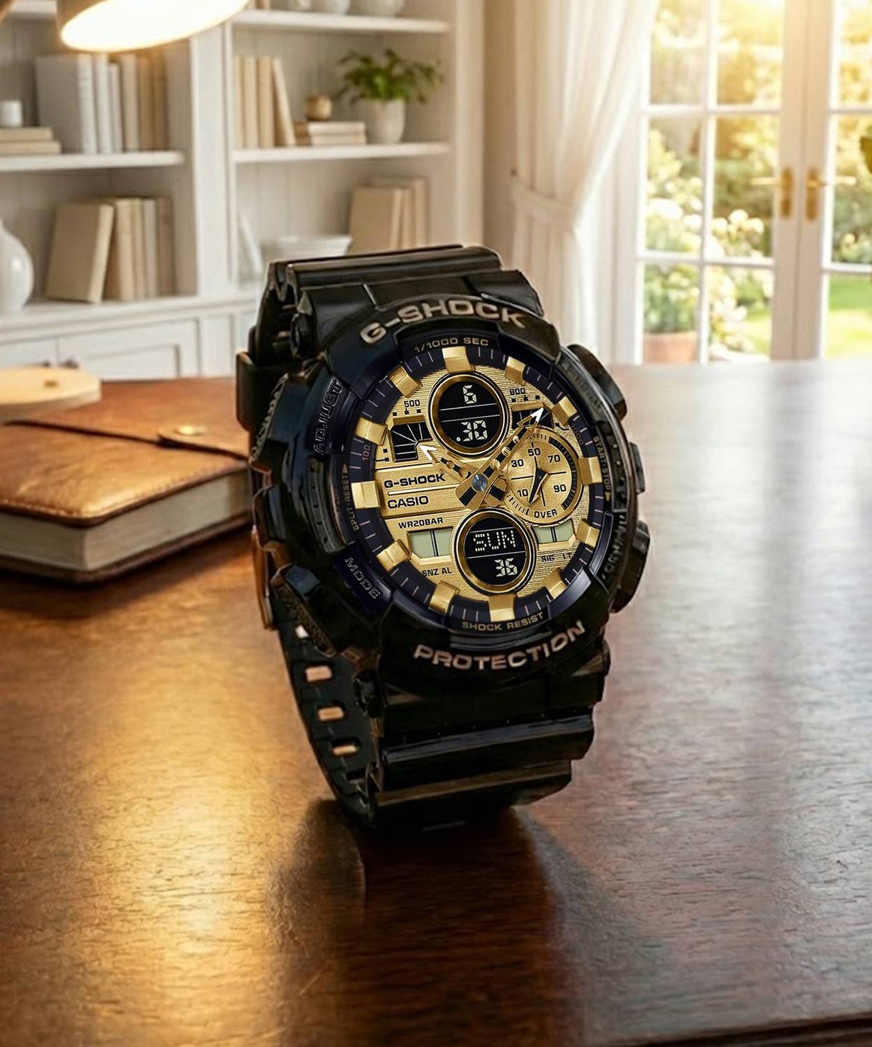CASIO GA-140GB-1A1DR G-SHOCK Black-Gold Dial Resin Strap Analog