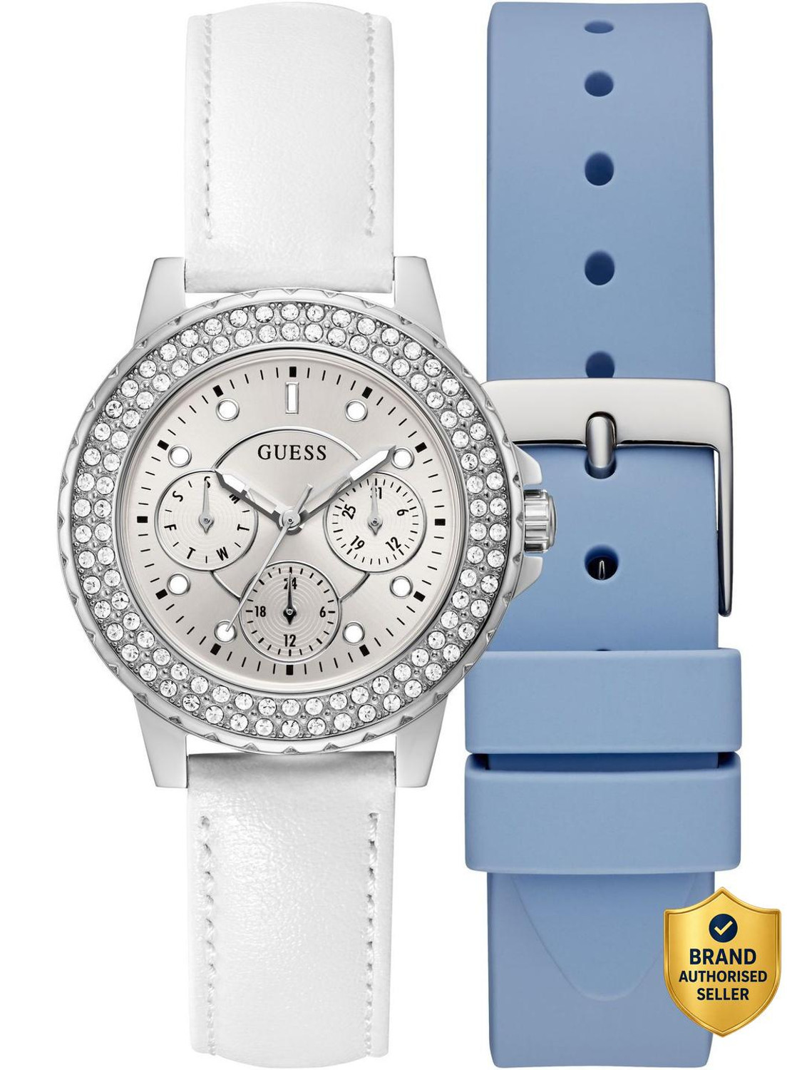 Image of GUESS Multifunction White Dial Analog Watch - For Women