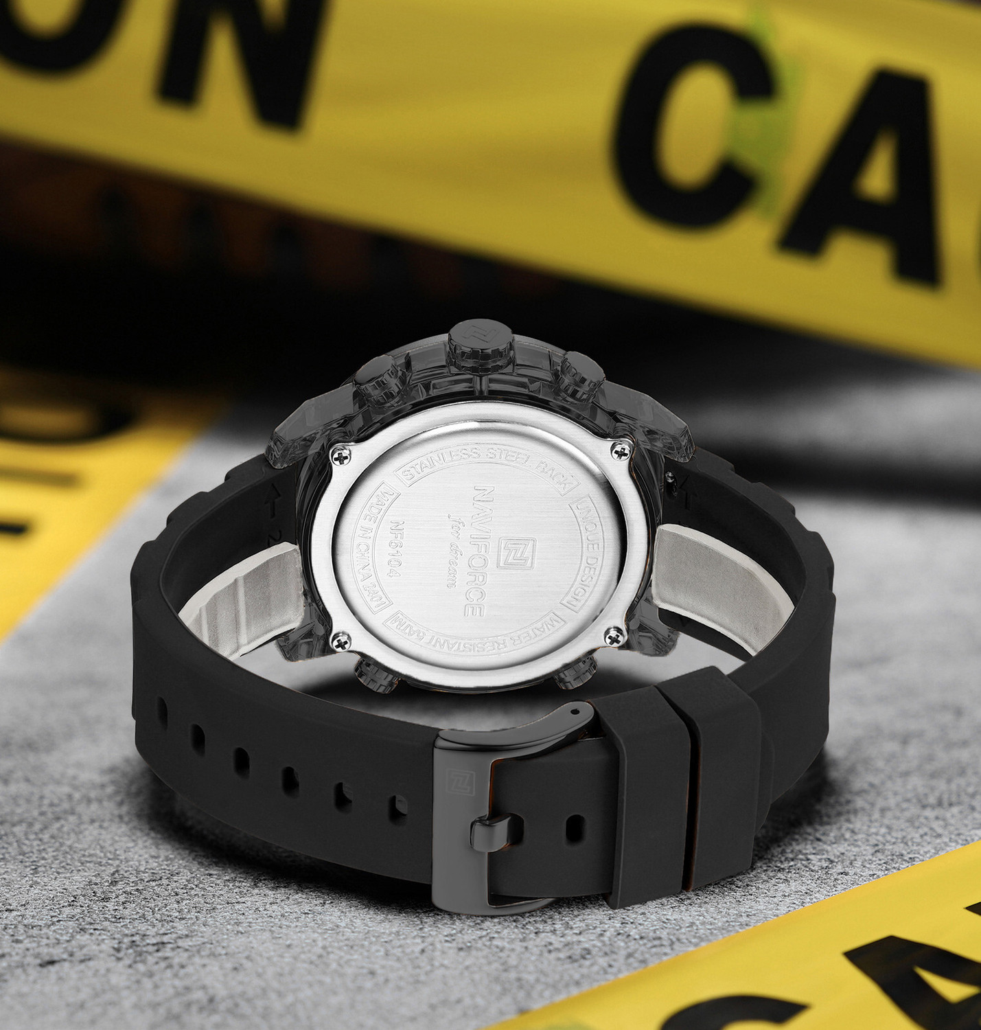 Image of NAVIFORCE Sporty Deep Black Case With Matching Bezel With Comfortable Silicone Strap Analog-Digital Watch - For Men NF6104BGYB