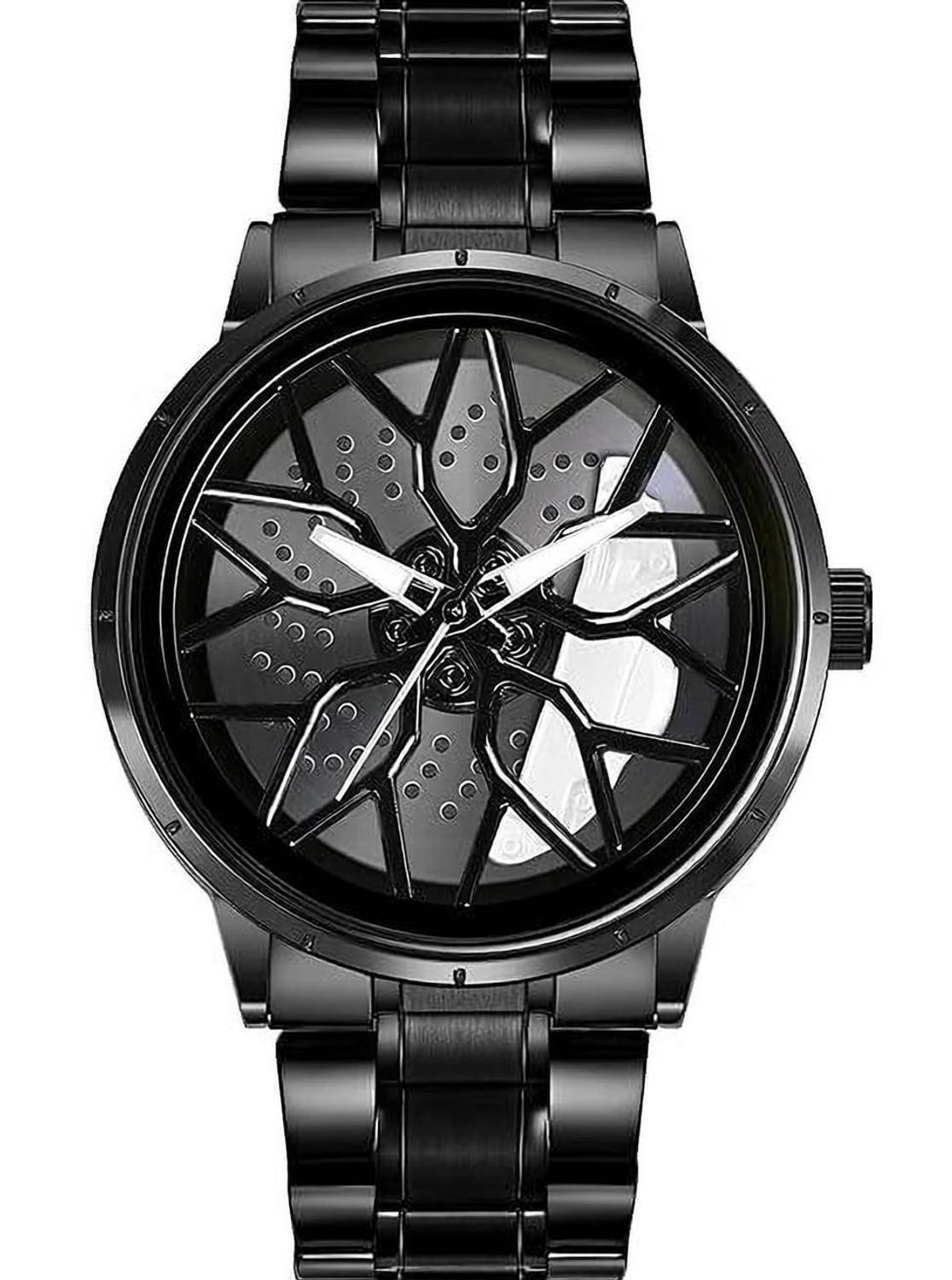 BXHP Car Wheel Watch | Spining Watch | Gyro Watch | Analog Watch Men's Car Wheel Watch with Spinning Car Rim Hub Design|| Analog Stainless Steel Analog Watch  - For Boys