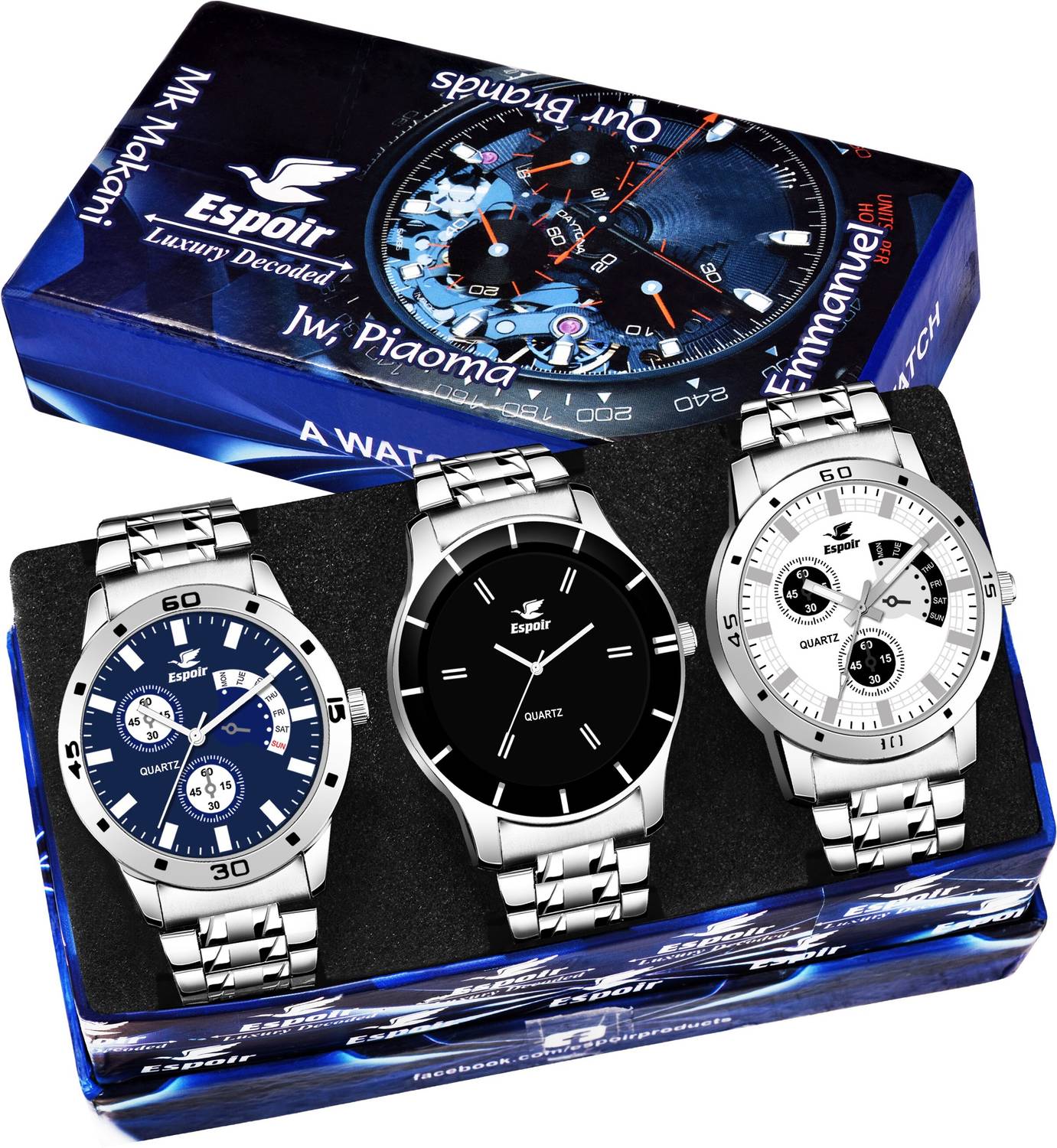Espoir Combo ES109 Espoir Bahu Chronograph Pattern Combo of 3 watches Analog Watch – For Men