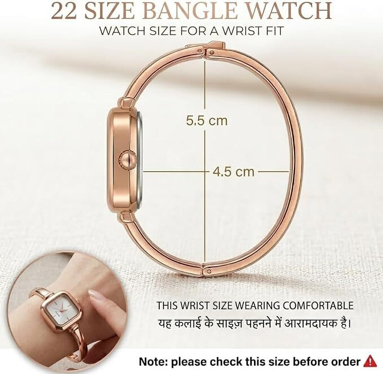 Image of WiseWalker Women & Girls Rose Gold Square Dial Bangle Watch Analog Watch - For Women